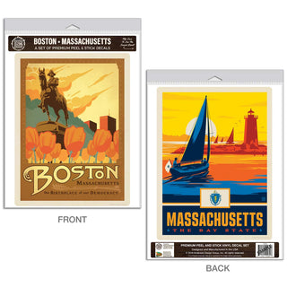 Boston Massachusetts Paul Revere Statue Vinyl Decal Set of 2