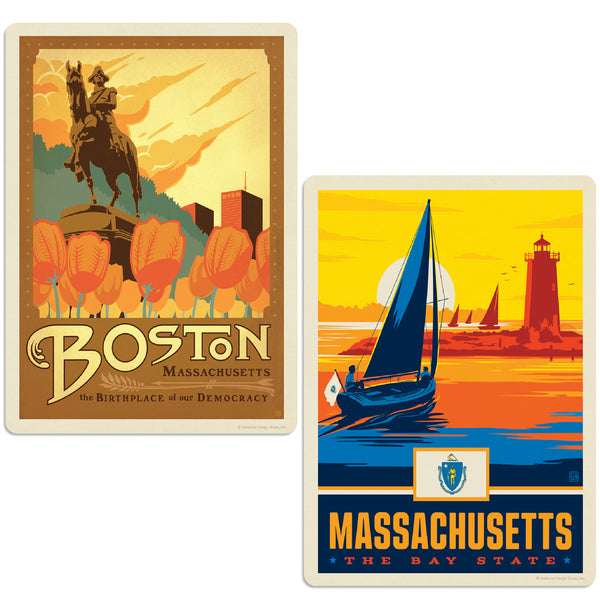 Boston Massachusetts Paul Revere Statue Vinyl Decal Set of 2
