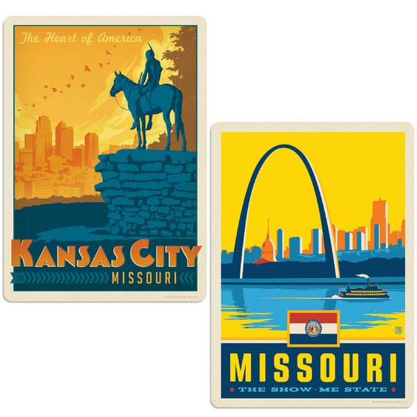 Kansas City Missouri Scout Statue Vinyl Decal Set of 2
