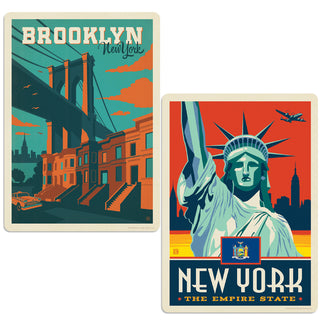 New York City Brooklyn Bridge Vinyl Decal Set of 2