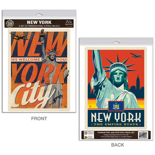 New York City Welcome Statue of Liberty Vinyl Decal Set of 2