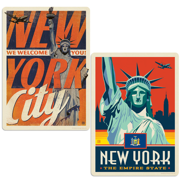 New York City Welcome Statue of Liberty Vinyl Decal Set of 2
