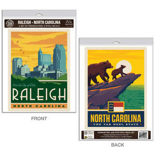 Raleigh North Carolina City of Oaks Vinyl Decal Set of 2