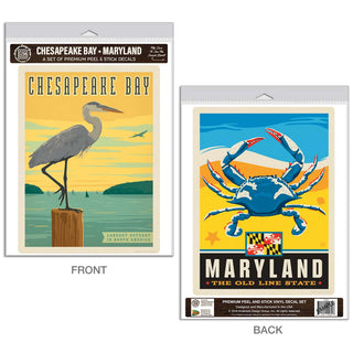 Chesapeake Bay Maryland Old Line State Vinyl Decal Set of 2