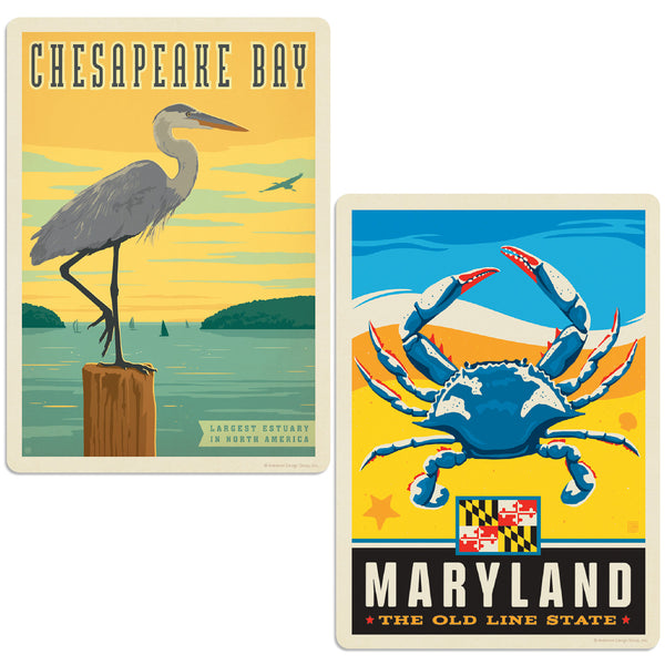 Chesapeake Bay Maryland Old Line State Vinyl Decal Set of 2