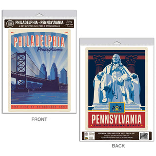 Philadelphia Pennsylvania Ben Franklin Vinyl Decal Set of 2