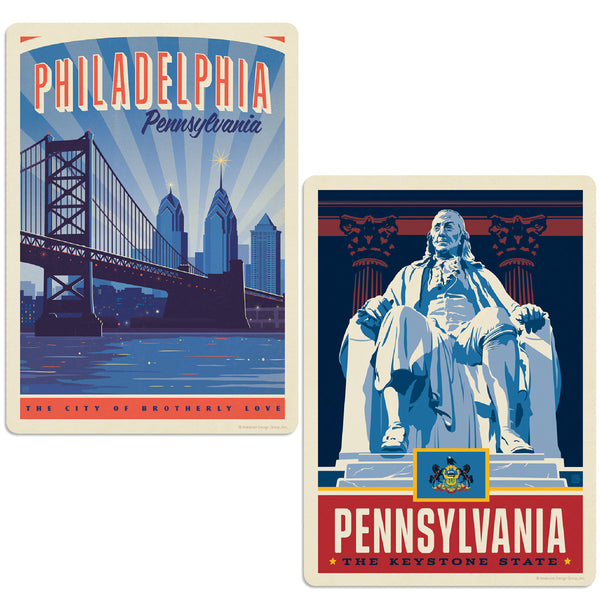 Philadelphia Pennsylvania Ben Franklin Vinyl Decal Set of 2