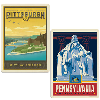 Pittsburgh Pennsylvania Ben Franklin Vinyl Decal Set of 2