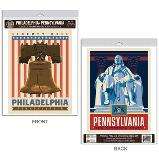 Philadelphia Pennsylvania Liberty Bell Vinyl Decal Set of 2