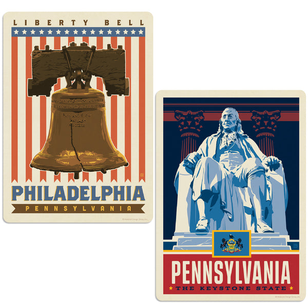Philadelphia Pennsylvania Liberty Bell Vinyl Decal Set of 2