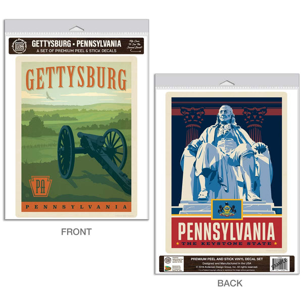 Gettysburg Pennsylvania Cannon Vinyl Decal Set of 2