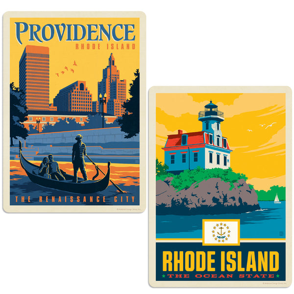 Providence Rhode Island Renaissance City Vinyl Decal Set of 2