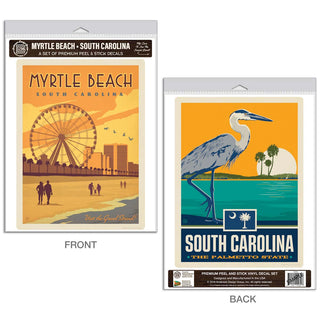 Myrtle Beach South Carolina Grand Strand Vinyl Decal Set of 2