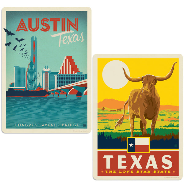 Austin Texas Congress Ave Bridge Vinyl Decal Set of 2