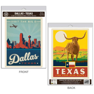 Dallas Texas Big D Vinyl Decal Set of 2