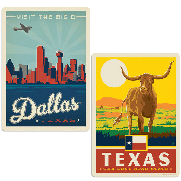 Dallas Texas Big D Vinyl Decal Set of 2