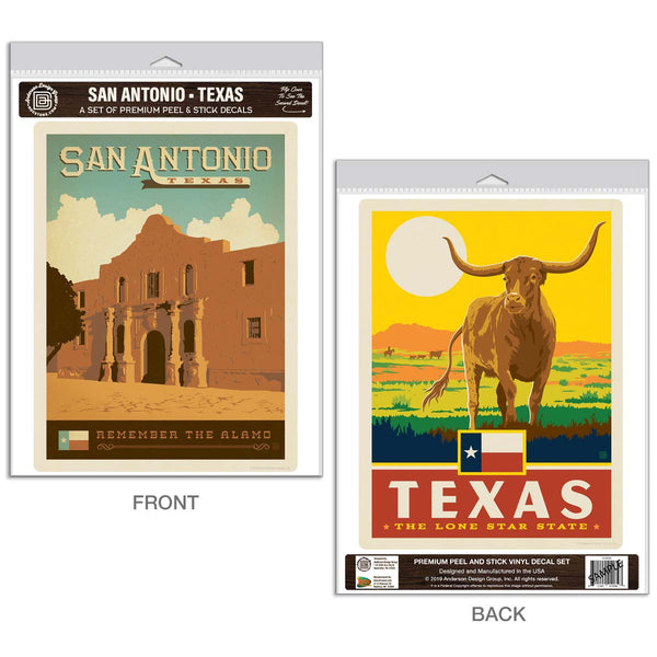 San Antonio Texas Alamo Vinyl Decal Set of 2
