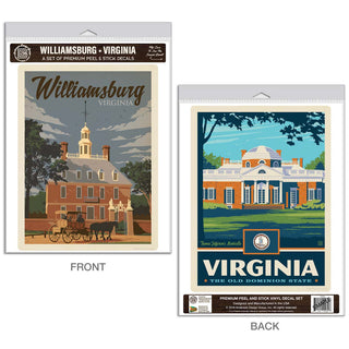 Williamsburg Virginia Monticello Vinyl Decal Set of 2