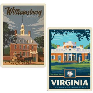 Williamsburg Virginia Monticello Vinyl Decal Set of 2