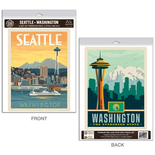 Seattle Washington Waterfront Vinyl Decal Set of 2