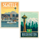 Seattle Washington Waterfront Vinyl Decal Set of 2