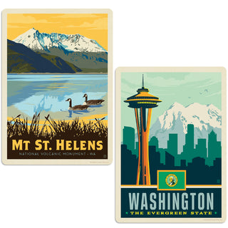 Seattle Washington Mount St. Helens Vinyl Decal Set of 2