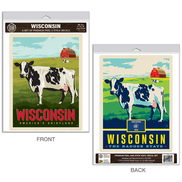 Wisconsin Dairyland Cows Vinyl Decal Set of 2