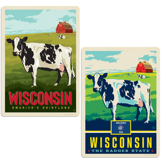 Wisconsin Dairyland Cows Vinyl Decal Set of 2