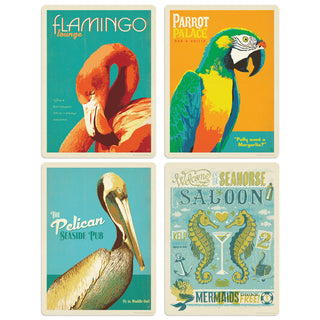 Ocean Birds Seahorse Saloon Vinyl Decal Set of 4