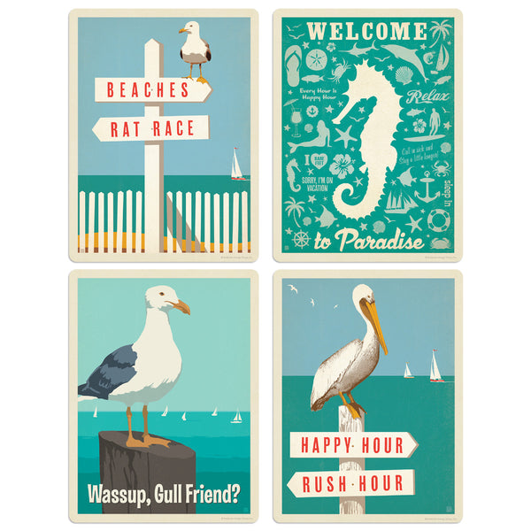 Ocean Birds Welcome to Paradise Vinyl Sticker Set of 4