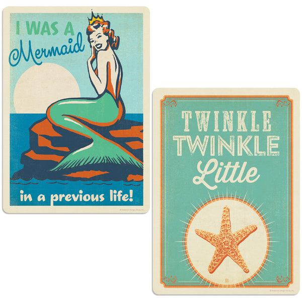 Mermaid & Starfish Vinyl Sticker Set of 2