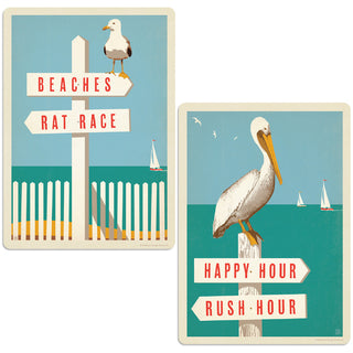 Beach Birds & Signs Vinyl Sticker Set of 2