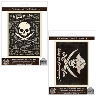 Ahoy Pirate Skulls Vinyl Sticker Set of 2