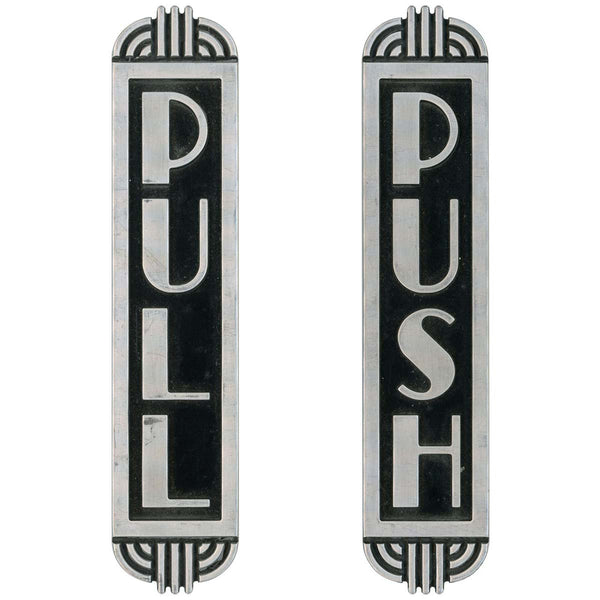 Push Pull Deco Restroom Door Decal Set of 2 Curved