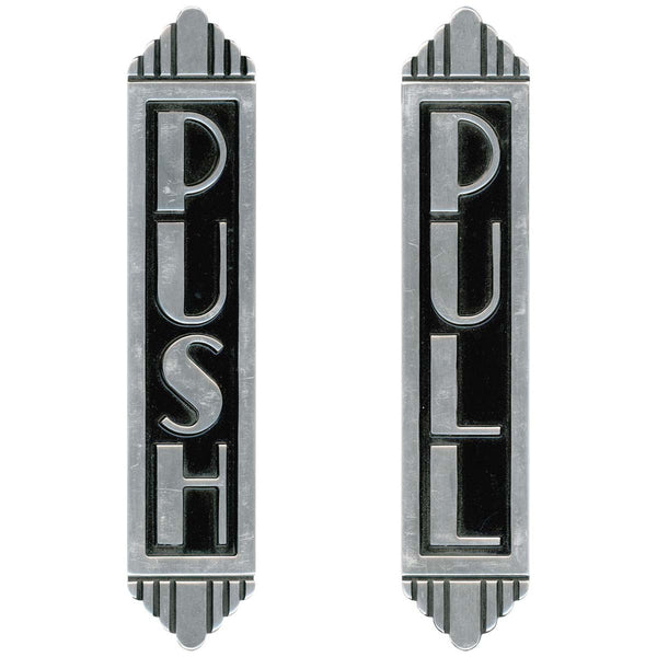 Push Pull Deco Style Restroom Door Decal Set Lines