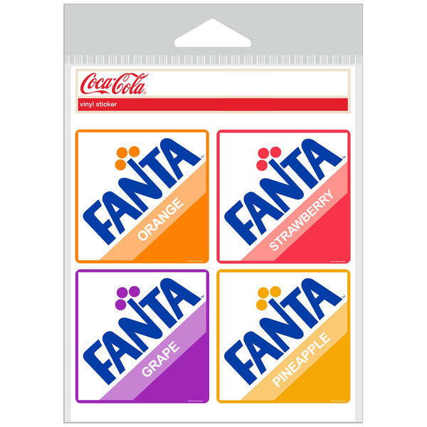 Fanta Flavors 1970s Logos Vinyl Sticker Set of 4