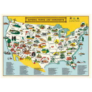 National Parks Map Vintage Style Poster