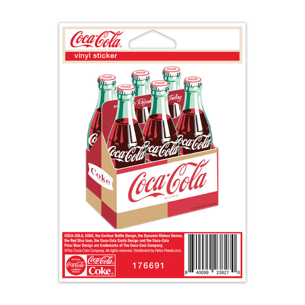 Coca-Cola Bottles Six Pack Carton Mini Vinyl Sticker