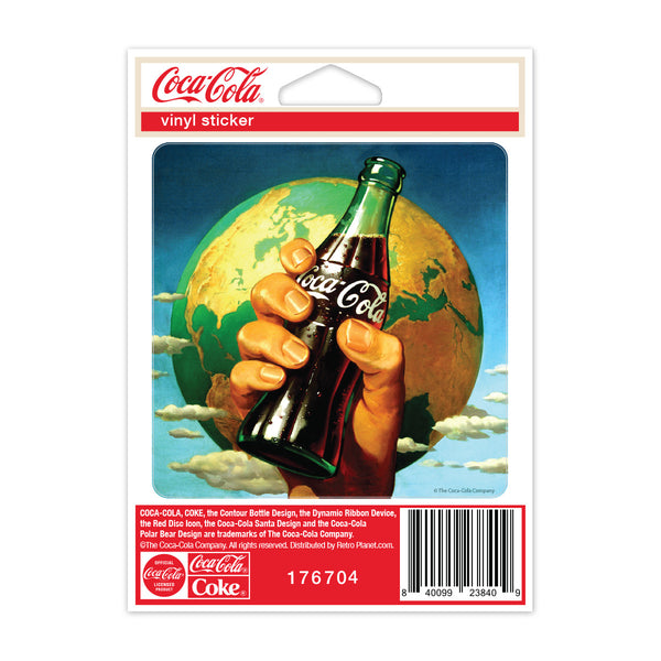 Coca-Cola Hand and Bottle Best Soda On Earth Mini Vinyl Sticker