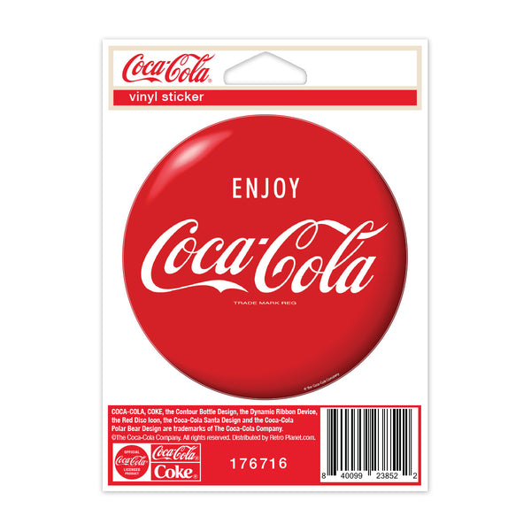 Enjoy Coca-Cola Red Disc Button Mini Vinyl Sticker