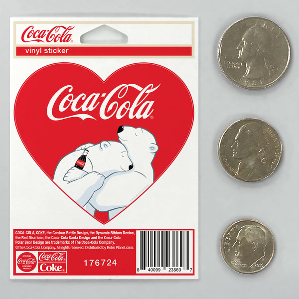 Coca-Cola Polar Bear Hug Heart Mini Vinyl Sticker