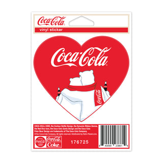 Coca-Cola Polar Bear Snuggle Heart Mini Vinyl Sticker