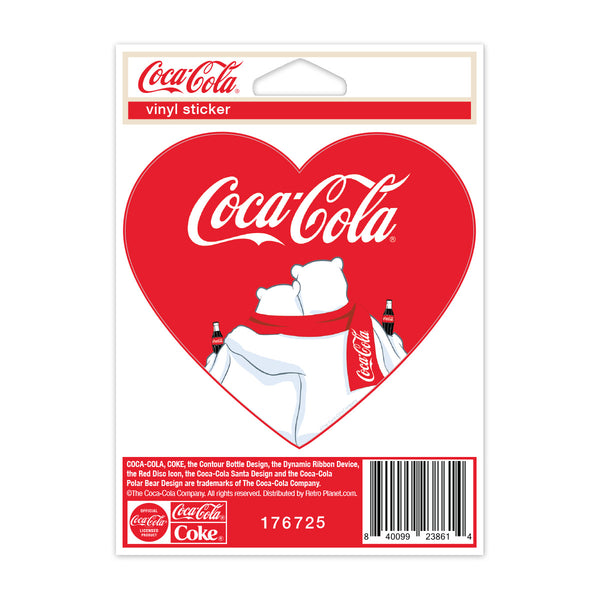 Coca-Cola Polar Bear Snuggle Heart Mini Vinyl Sticker