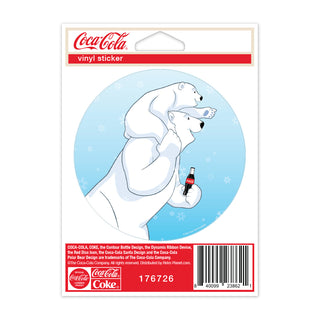 Coca-Cola Polar Bear Piggy Back Mini Vinyl Sticker