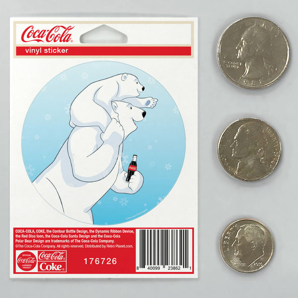 Coca-Cola Polar Bear Piggy Back Mini Vinyl Sticker