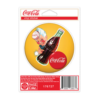 Coca-Cola Sprite Boy Yellow Button Disc Mini Vinyl Sticker