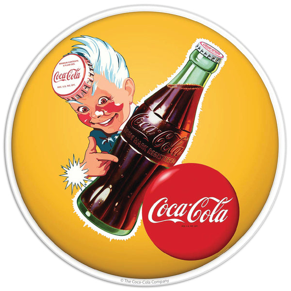 Coca-Cola Sprite Boy Yellow Button Disc Mini Vinyl Sticker