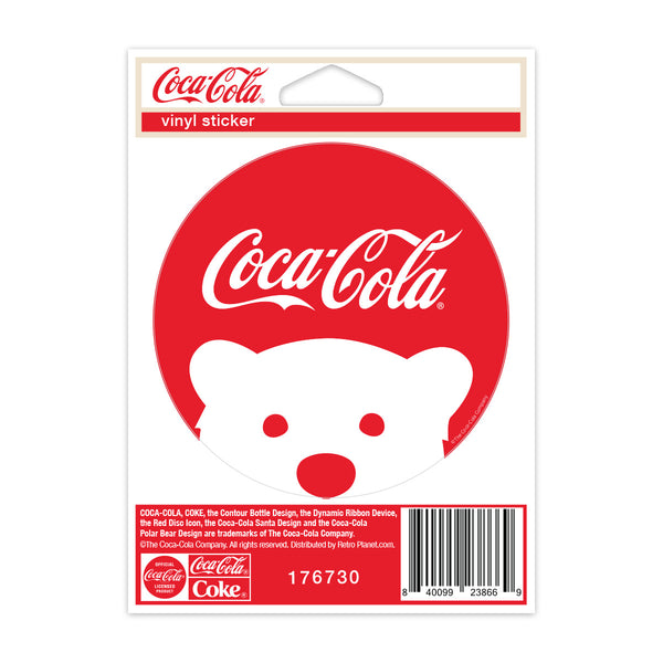 Coca-Cola Script Polar Bear Face Mini Vinyl Sticker