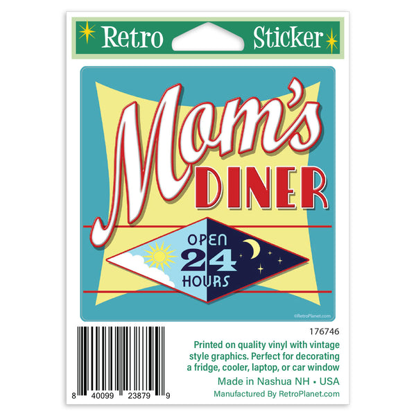 Moms Diner Open 24 Hours Mini Vinyl Sticker