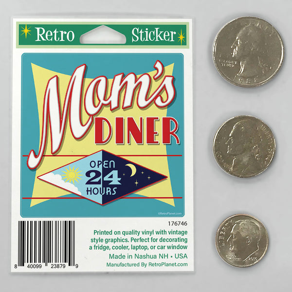 Moms Diner Open 24 Hours Mini Vinyl Sticker
